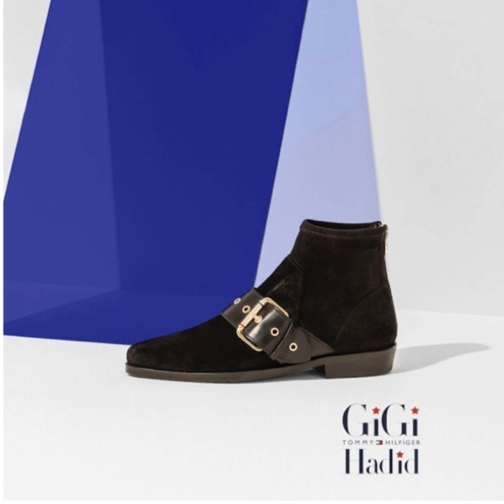 Gi Gi Hadid Tommy Hilfiger black‎ boots size 9.5